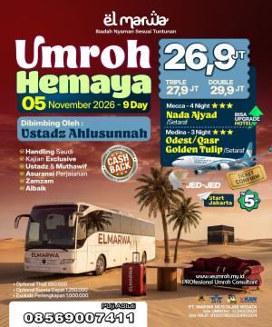 PAKET UMROH BULAN NOVEMBER 2026 HEMAYA