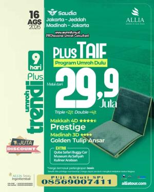 Paket Umroh Dulu Plus Taif Agustus 2026 Trendi